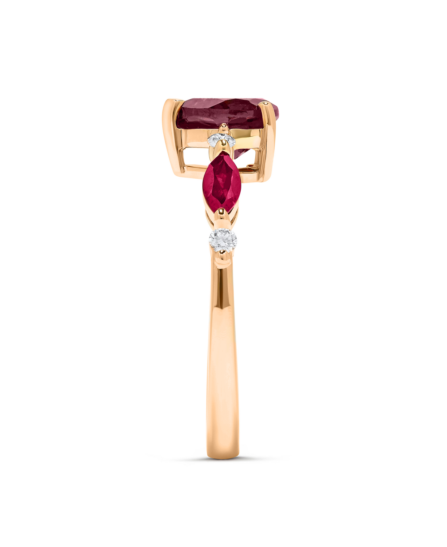 1.79 TCW Natural Heart Rhodolite & Pink Topaz with Diamond 14K Rose Gold Ring