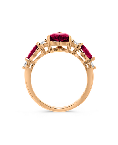 1.89 TCW Natural Heart Shaped Pink Topaz with Diamonds 14K Rose Gold Ring