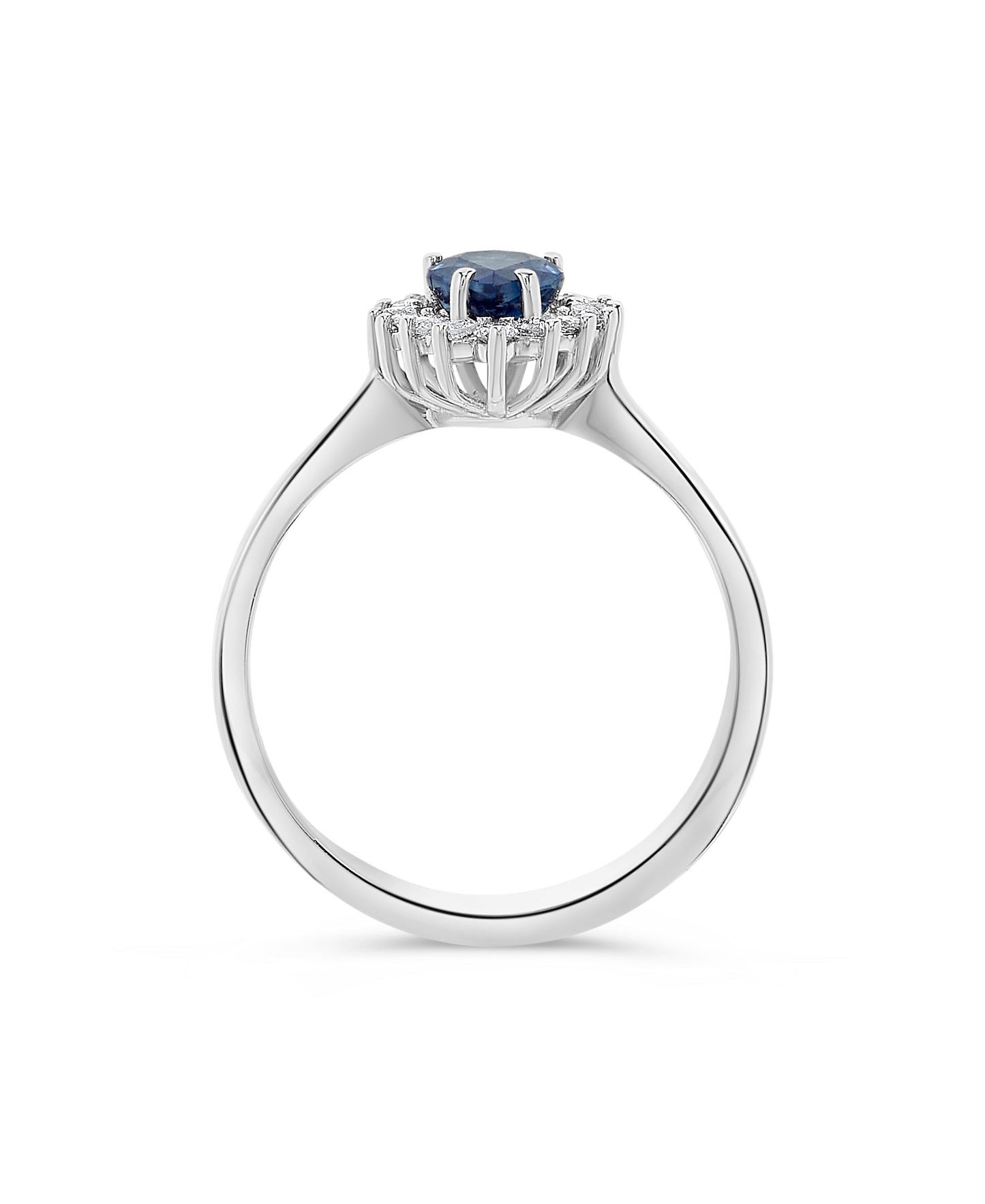 1.02 TCW Natural Pear Cut Sapphire and Diamond 14K White Gold Engagement Ring