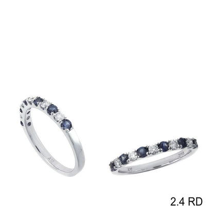 .80 TCW Natural Round Cut Blue Sapphire with Diamonds 14K White Gold Ring