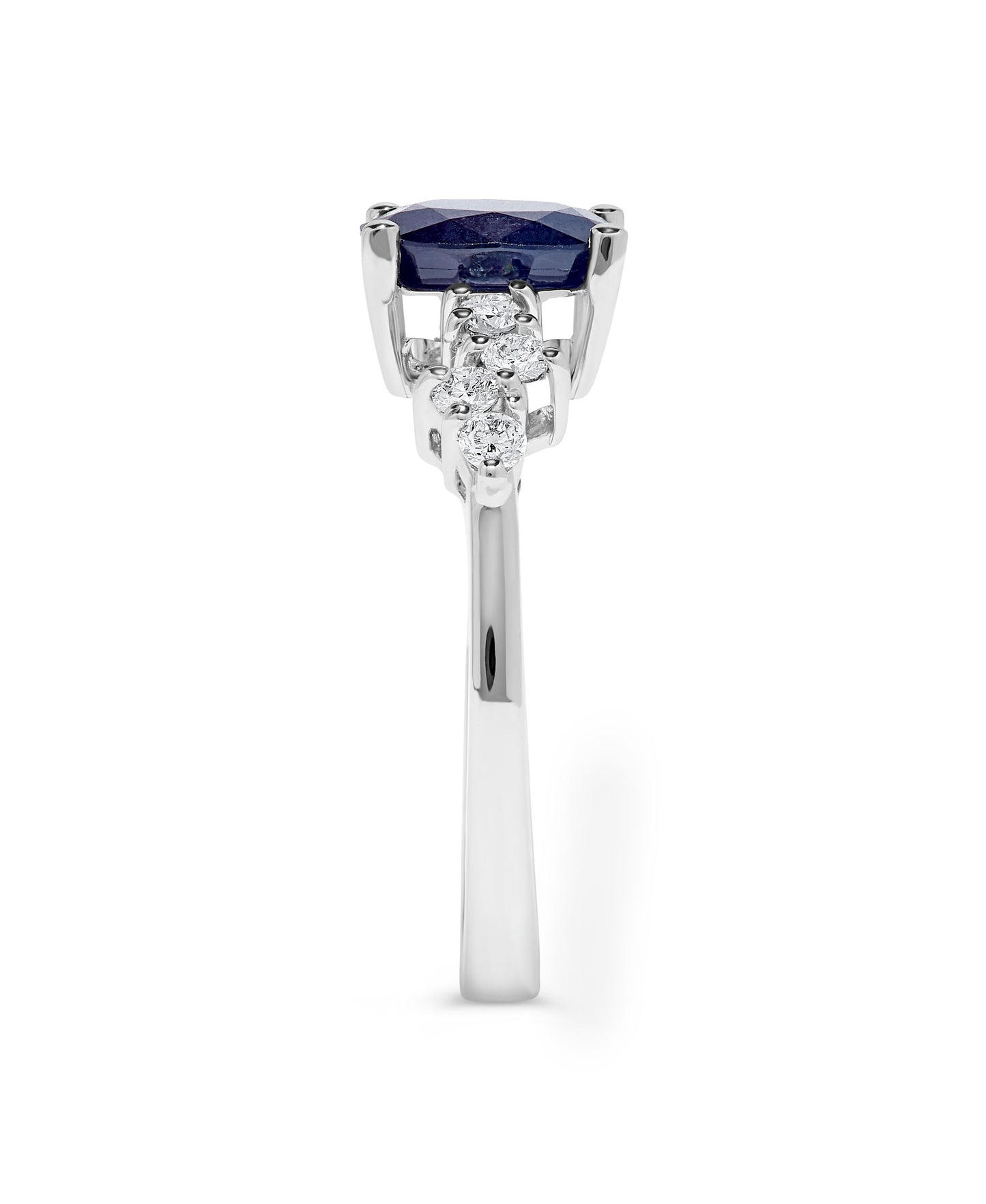 1.74 TCW Natural Oval Cut Blue Sapphire with Diamonds 14K White Gold Ring