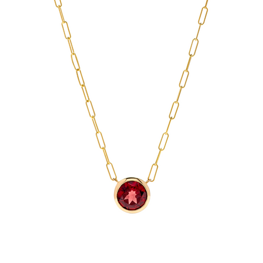 14K Yellow Gold 1.60 TCW Natural Round Cut Garnet Necklace