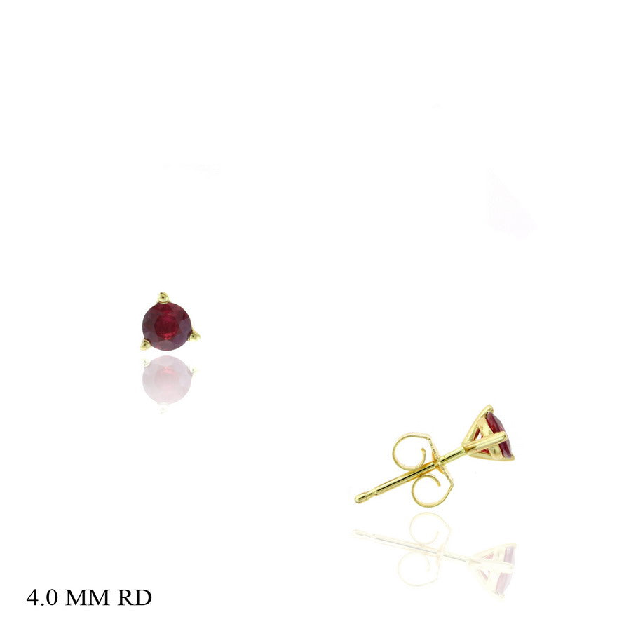 .70 TCW Natural Round Cut Red Ruby 14K Yellow Gold Studs – July Birthstone