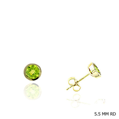 1.30 TCW Natural Round Cut Peridot 14K Yellow Gold Studs – October Birthstone