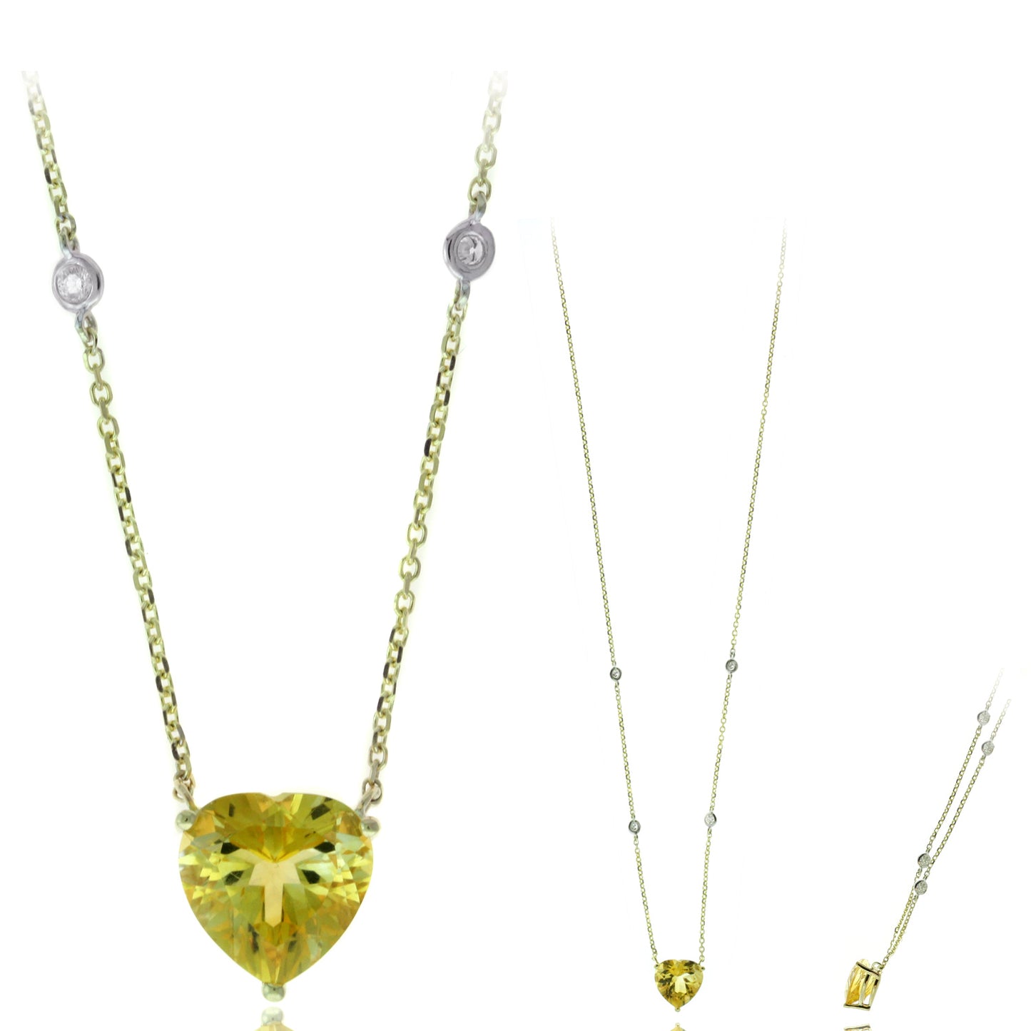 3.10 TCW Natural Heart Shape Citrine and Diamond 14K Yellow Gold Pendant